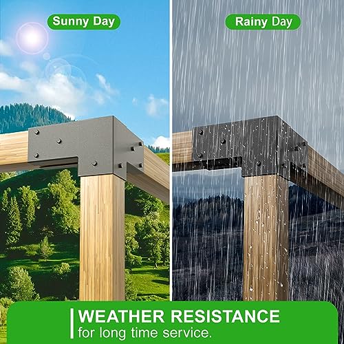 ORIGLE Pergola Brackets - Heavy Duty 4x4 Brackets kit (Q235 Steel Anti-Corrosion, 3.58"x3.58" Fit) - Pergola Kit for DIY Garden, Patio, Gazebo - Weatherproof for 4x4 Wood Beams (4-Pack) | Heavy Duty Q235 Steel with Weatherproof Anti-Corrosion Coating