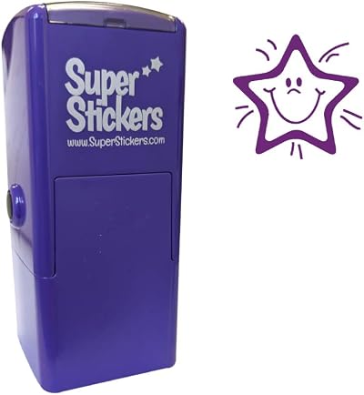 SuperStickers Printy 4933 Smiley Star Teacher Stamp Purple Ink
