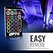 OPT7 Aura Interior Car Lights 6pc with Remote Control, Color Change, Music Sync Inside Ambient Lighting Kit, Car Truck LED Lights Under Dash Accessories, Charger Adapter 12V, 6pc Single Row LED Strip