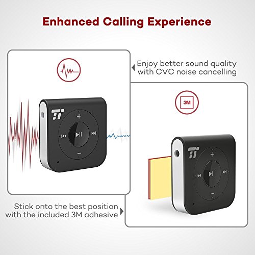 image for 15 Hour Bluetooth Receiver/Bluetooth Car Kit, TaoTronics Portable Wire