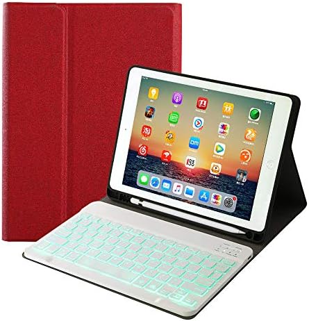 for iPad 9th Gen(2021)/7th 8th Generation 10.2-inch Keyboard Leather Case,7 Colors Backlit Wireless Bluetooth Removable Keyboard with Slim Folio Cover for iPad 10.2"(Red)