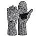 Bodvera Thermal Insulation Fingerless Texting Gloves Unisex Winter Warm Knitted Convertible Mittens with Flap Cover LG