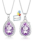 Finrezio 2pcs Sofia Amulet Necklace Girls Amethyst Teardrop Pendant Necklaces Jewelry Gift for Toddler Girl