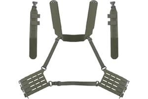 GYDEHUTJ Multi-Mission Laser-Cut Shoulder Strap H-Harness Chest rig Kit with Side PALS Panels for Mag Placard