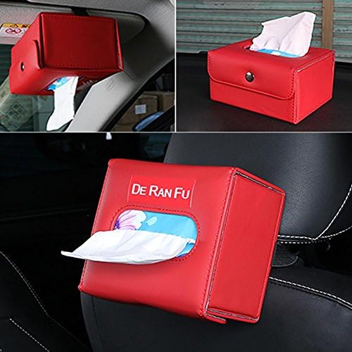 Leather car Back seat Headrest Hanging Tissue Holder case Mount Napkin pu Backseat Vehicle Box Cover Home Office Creative Decorations Foldable auto Bag Pocket Organizer Container Folding