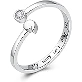ACJNA 925 Sterling Silver Rings, My Story Isn't Over Yet Ring Adjustable Open Rings Semicolon Jewelry for Women Inspirational Gift