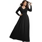 KOH KOH Womens Long Sleeve Flowy Empire Waist Fall Pleated Maxi Dress