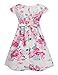 Arshiner Little Girls Round Neck Sleeveless Flower Print Back Zipper Pleated Dress with Belt