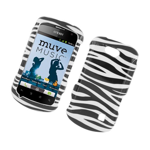 Eagle Cell PIZTEX501G128 Stylish Hard Snap-On Protective Case for ZTE Groove X501 - Retail Packaging - Zebra Black/White