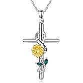 Flpruy Cross Necklace for Women 925 Sterling Silver I Love You Necklace Religious Jewelry with Gift Box for Mother Daughter