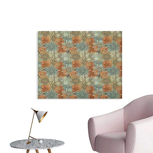 Anzhutwelve Vintage Photographic Wallpaper Grungy Artful Composition with Rich Flower Figures Gentle Spring Foliage Revival Custom Poster Multicolor W36 xL24