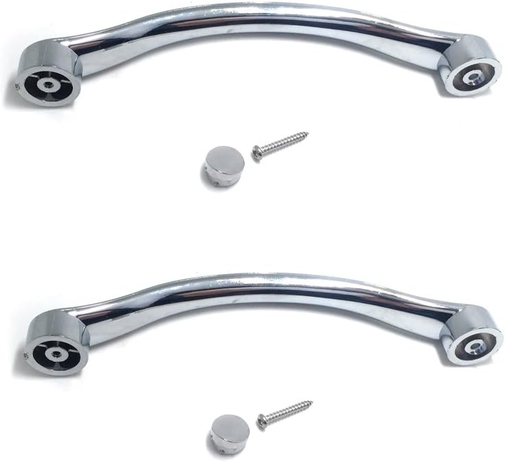 SmoothLY Replacement Shower Door Handles - Chrome Curved - Pair, Silver - Image 5