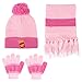 Vbiger Knitted Hat Scarf And Gloves Set For Kids (Pink)