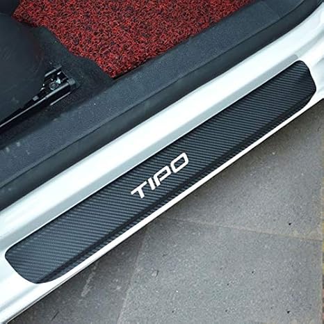 4pcs Car Door Sill Protector Sticker Carbon Fiber Sticker For