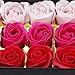 MyLifeUNIT Preserved Rose Scented Bath Soap Rose in Gift Box, 18 PCS (Red)