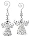 Angel Christmas Ornaments - Set of 2 Silver Filigree Metal Angels - Gift Boxed - Measures 5.5