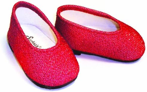 Red Glitter Dress Doll Shoes, Fits 18 Inch American Girl Dolls and More! 18 Inch Doll Accessories of Red Glitter Doll Shoes
