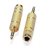 Sienoc 2 Pack Gold Plated 3.5mm to 6.5 mm (1/4 inch) Male to Female Stereo Adapter