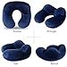 Travel Pillow, JXZH U-Shaped Inflatable Travel Neck Velvet Pillow with Ear Plugs, Eye Mask and Carrying Bag for Airplane or Commute Transportation, Blue