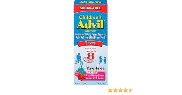 Amazon Com Advil Children S Suspension Sugar Free Dye Free Berry 4 Oz Pack Of 4 Health Personal Care