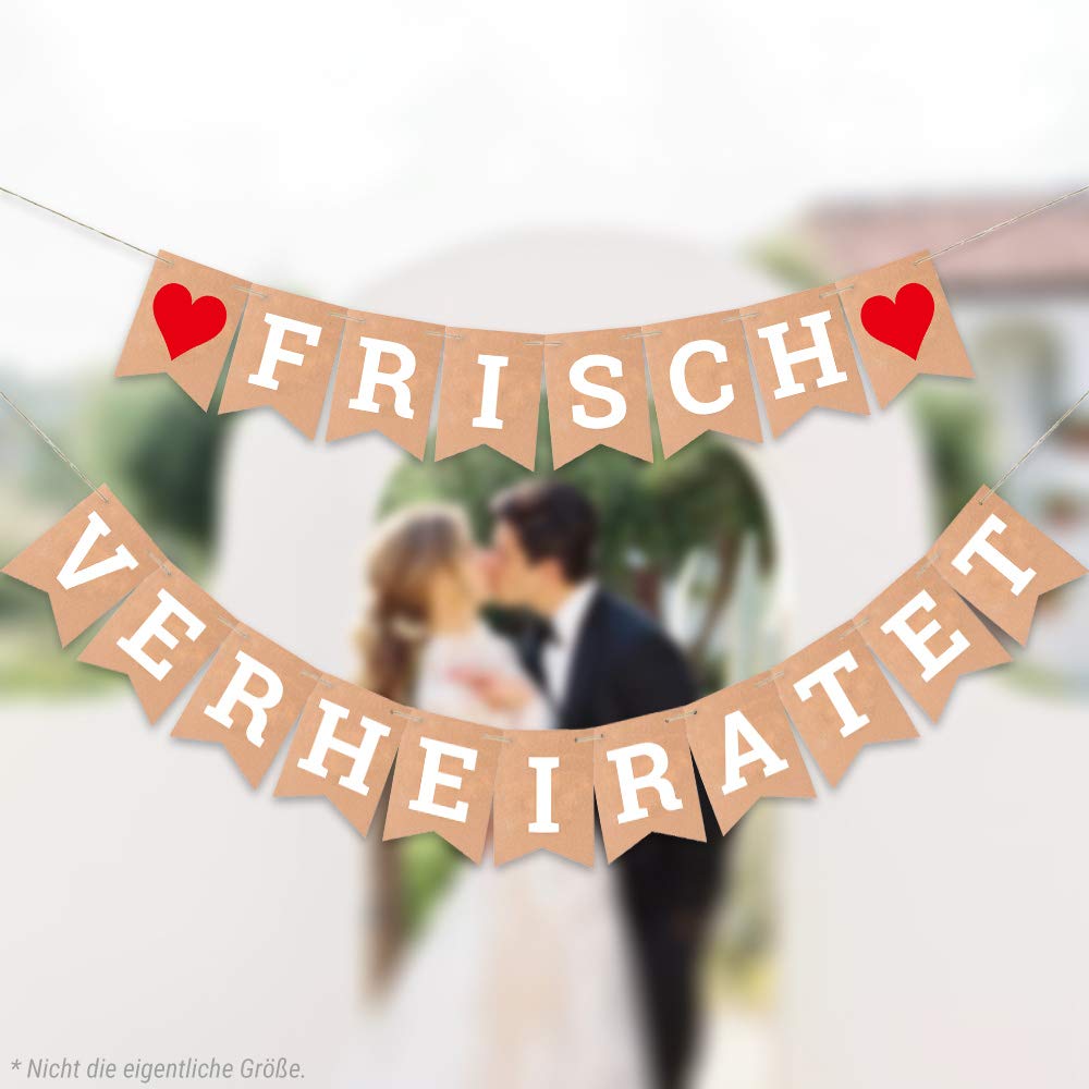 Ekoe Fresh Married/Welcome Banner Decoration with 3M Jute Rope *2, 1, Frisch Verheiratet