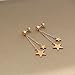 Titanium Steel Rose Gold Plated Shining Lucky Star Tassel Tiny Dot Ear Stud Dangle Earrings