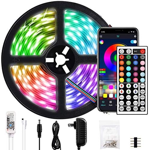 Libeder LED Light Strip, WiFi APP Control Multi Color 16.4ft Smart LED Strip Lights,5050 150LEDs Tape Lights,Music Sync IR 44keys Remote RGB LED Lights for Room,Home,Kitchen,TV,Party,Xmas, Waterproof