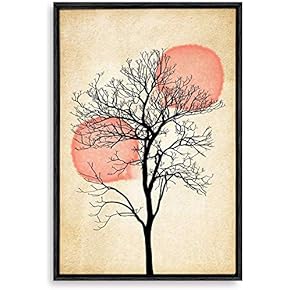Framed Canvas Home Artwork Decoration Nordic Style Moon Canvas Wall Art for Living Room, Bedroom - 16x24 inches