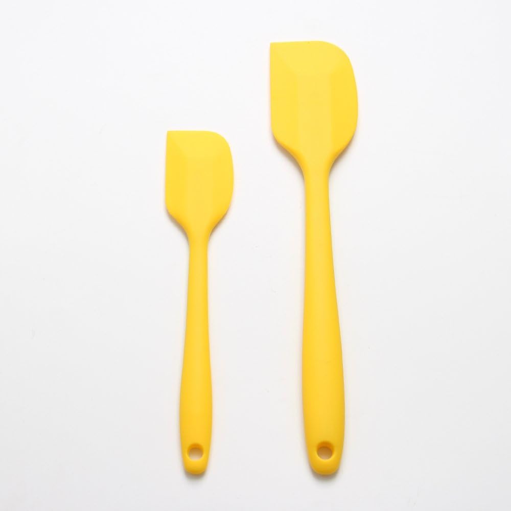 ShengHai Premium Silicone Spatula,Seamless Design & Baking Utensils Kitchen,Can Be Use To Scrape Or Mix (Set of 2，Yellow|)