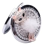 Generic 3D Handmade Metal and Alloy Compact Mirror for Women Wedding Gifts Mirror with Cute Fox Animal Double Sides with a Enlarge Glass