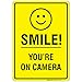 Smile You're on Camera Sign, Video Surveillance Sign, 10x14 Heavy Aluminum, Smile Sign, UV Protected, Long Lasting Weather/Fade Resistant, Easy Mounting, Indoor/Outdoor Use, Made in USA