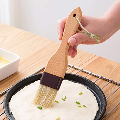Saizone Pastry Brush Natural Bristle Basting Brush Kitchen Oil Brush with Beech Wooden Handle and Hanging Rope String (1 inch & 1.5 inch)