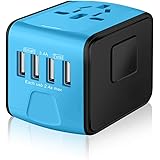 SAUNORCH Universal International Travel Power Adapter W/Smart High Speed 2.4A 4xUSB Wall Charger, European Adapter, Worldwide