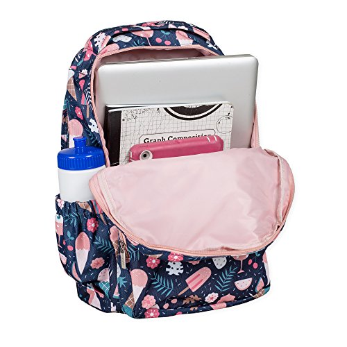 Ice Cream Cone Dream Motif 10 x 18 Inch Polyester Zippered Backpack - Thumbnail 3