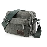 GEARONIC TM Men Vintage Crossbody Canvas Messenger Shoulder Bag School Hiking Military Travel Satchel - Gray