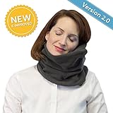 Neck Support Travel Pillow - Temperature Control Breathable Material - Cozy Soft Support Scarf Wrap - Portable Lightweight Compact for Airplanes - Travel Pillows for Airplanes (Grey)