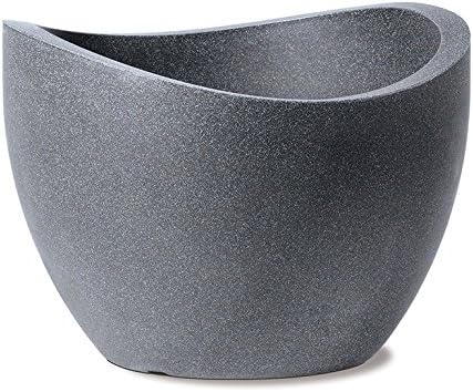 Scheurich Wave Globe, Planter made of Plastic, Black-Granite, 30 cm diameter, 22 cm height, 8 l Vol