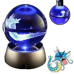 Image of Baken 3D Crystal Ball LED Night Light with LED Keychain Laser Engraving (Gyarados)