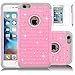 iPhone 6S Case,EC [Shockproof] Apple iPhone 6S Case, Heavy Duty Dual Layer Hybrid Stud Rhinestone Bling Protection Cover Case for Apple iPhone 6S/6 (A Pink+Gray)
