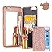 iPhone 6s Plus Case, [3D Mirror Series] Cards Holder Kickstand Wallet Style Flip Back Cover Protective Case with Free Screen Protector for Apple iPhone 6 Plus/6s Plus 5.5 Inch (Rose Gold)