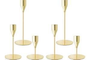 ECHFSM Gold Taper Candle Holders for Wedding Table Centerpiece,Tall Taper Candlestick Holders Bulk Set of 6,Metal Candle Stick Holder for Table or Mantel Centerpiece,Dinning,Festival,Party Home Decor