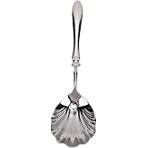Shell Shape Spoon, Stainless Steel Serving Spoon with Ergonomic Handle | Vintage Scalloped Teaspoons with Ergonomic Handle for Dessert Cake Ice Cream Afternoon Tea