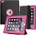 SEYMAC iPad 4/3/2 Case - Heavy Duty Slim Fit Folio Stand Case Smart Protective Cover with Auto Sleep/Wake Feature for Apple iPad 2, iPad 3 & iPad 4th Generation (Black/Rose) primary