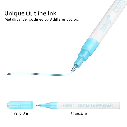 Tomorotec Double Line Markers, Dream Color Self-outline Metallic