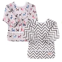 OHBABYKA Baby Waterproof Sleeve Bib Long Sleeve Bibs for Infant Toddler,6-24 Months