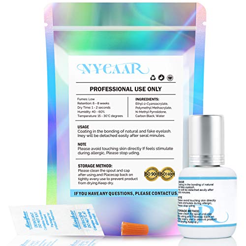 Eyelash Extension Glue Professional Extra Strong Grade Eyelashes Black Adhesive 1-2 Seconds Drying Time for 45-60 Days 7ml