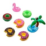 Miraclekoo Inflatable Pool Party Drink Floats Swimming Drink Holder - Fruits, Donuts, Flamingo , Palm (Set of 7)