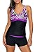 Dearlovers Two Pieces Slimming Tankini Swimsuits for Women XX-Large Size Purple