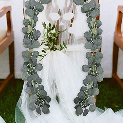 LYLYFAN Eucalyptus Garland 6Ft Artificial Eucalyptus Garland Eucalyptus Greenery Garland Wedding Backdrop Arch Wall Decor - Thumbnail 6