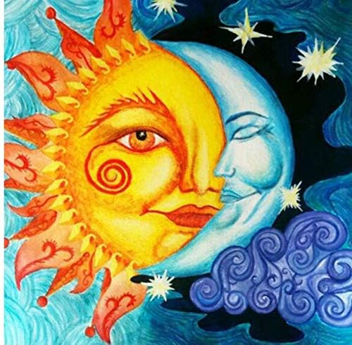 Pintura 5d Diy Diamante Completa Sol Luna Pintura Diamante 3d